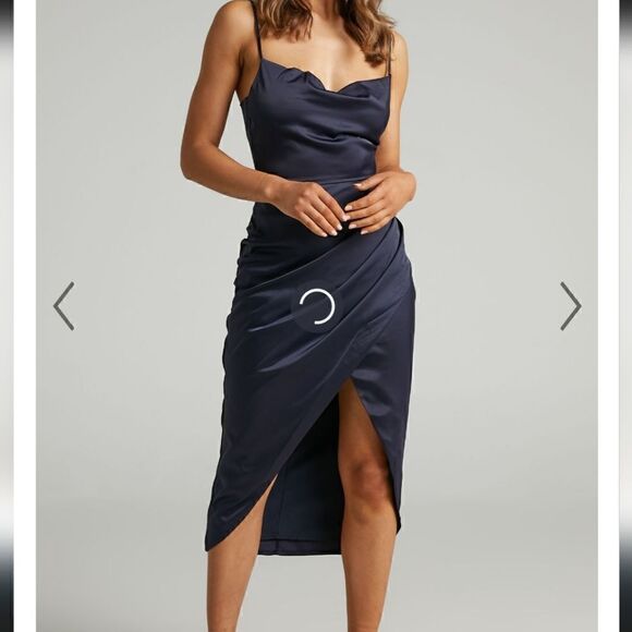 Showpo Nwt DAZZLING LIGHTS DRESS IN NAVY SATIN - Picture 15 of 15